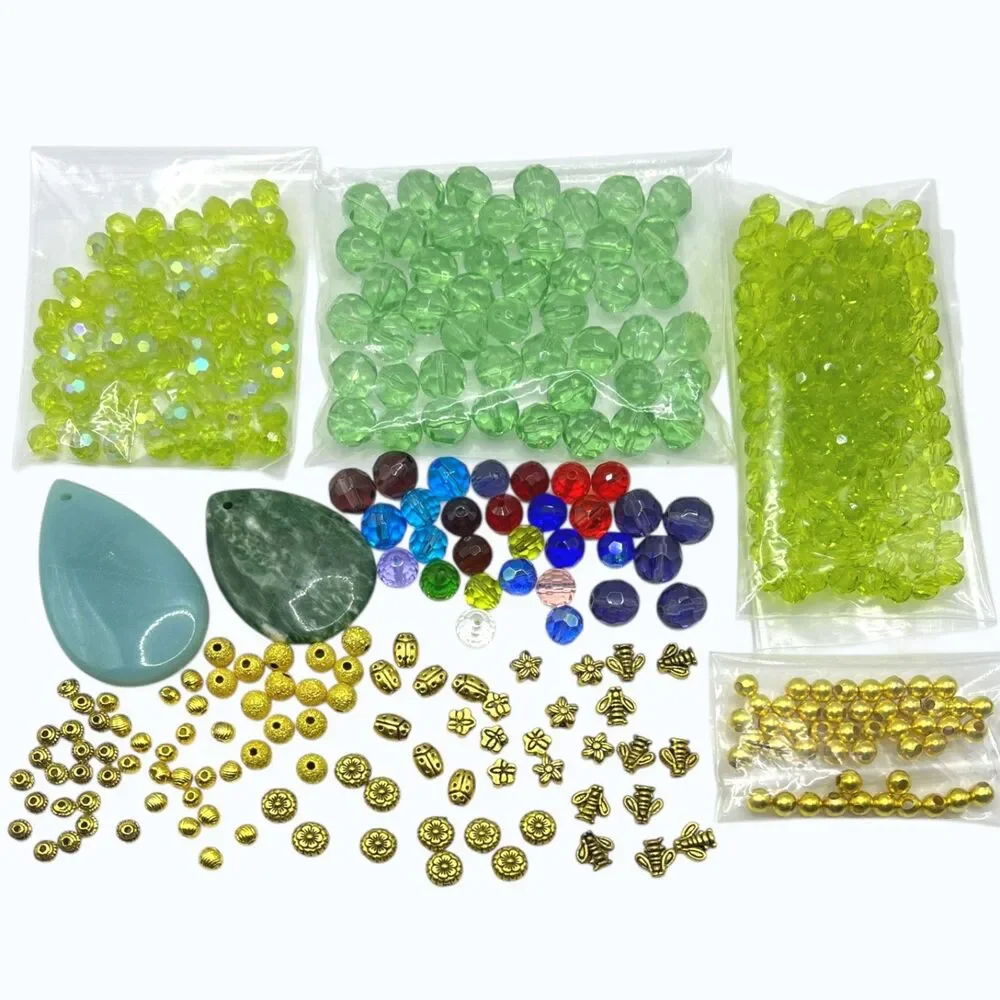 Mixed Lot Beads Pendants Glass Gemstone Metal Jewelry Making Variety Colorful